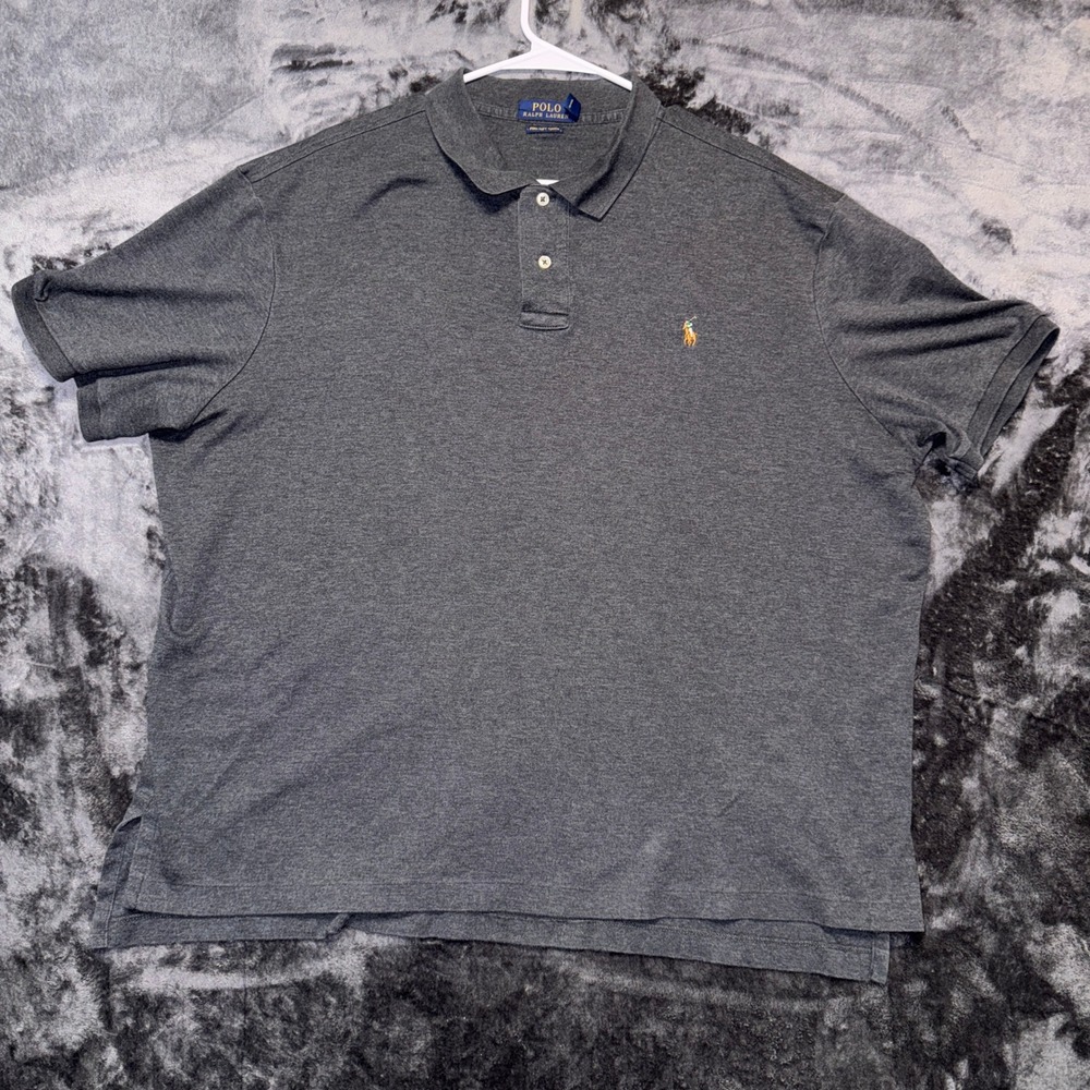Polo Ralph Lauren Mens‎ XXL Gray Pima Soft Touch Cotton Short Sleeve Polo Shirt